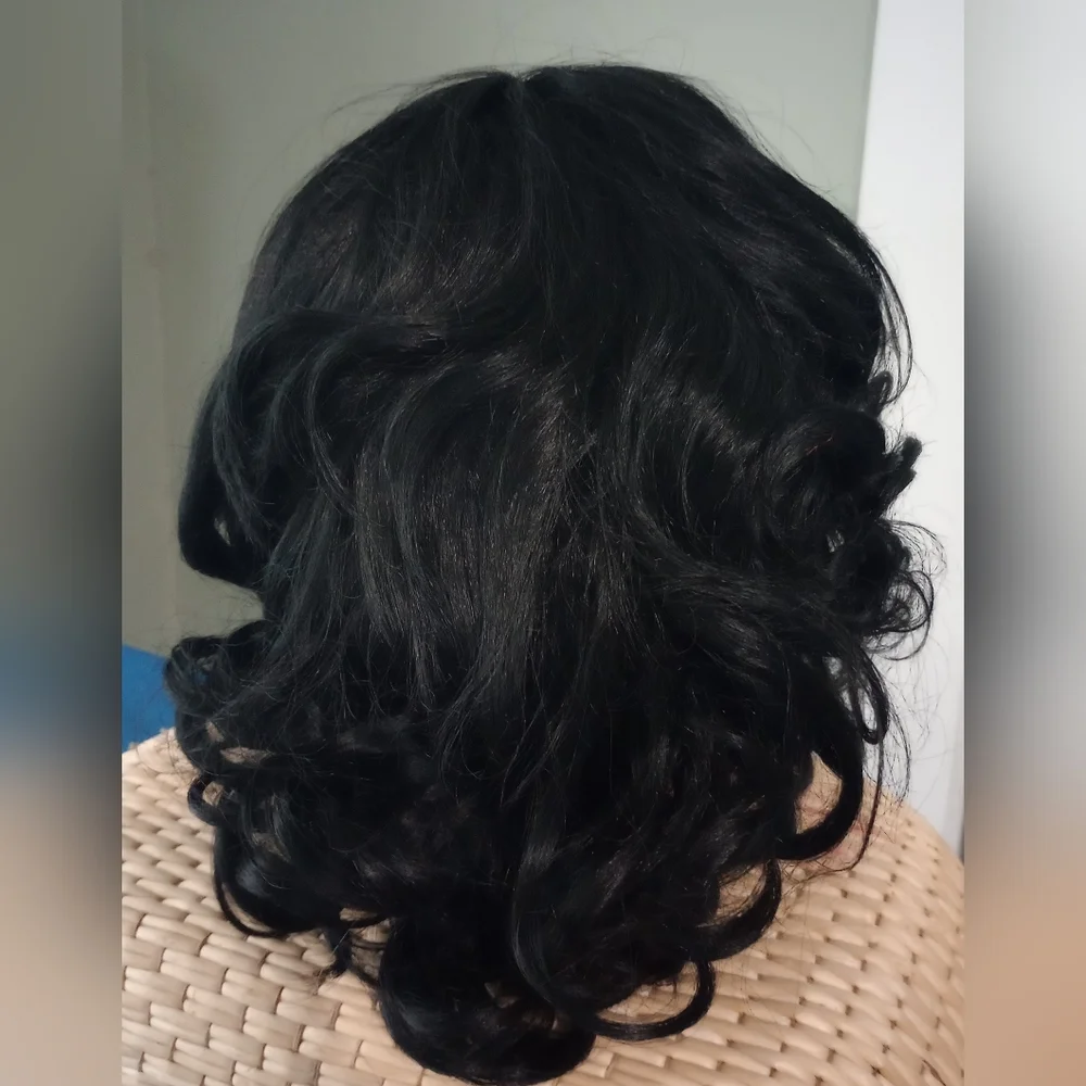 New Black Curly Bob Wig 12
